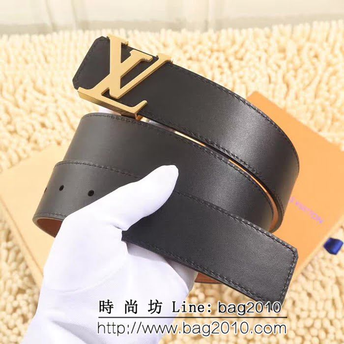 路易威登LV 斜紋裁邊 品牌印記 雙面皮革配色 男士皮帶 LHG1403